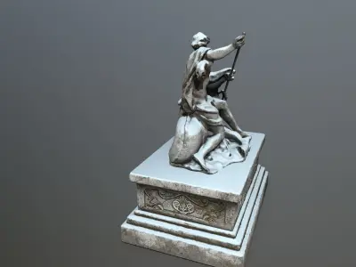 Neptune Statue Low-poly 3D model