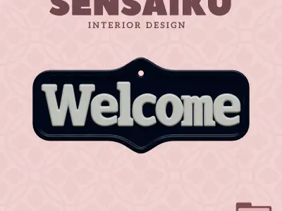 Welcome Door Sign 3D Print File for DIY Home Decor Sensaiku 3D print model