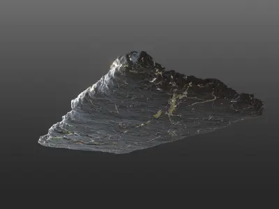 Rectangular black stone plate with golden finishes Low-poly 3D model