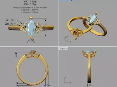 Marquise Ring 3D print model