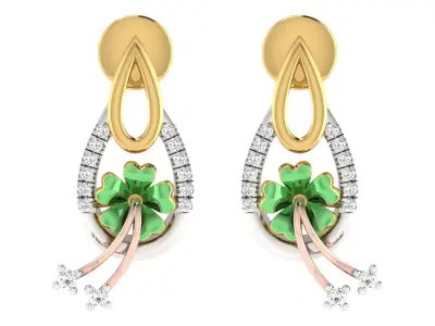 Solitaire Women Drop Earring 3dm STL OBJ FBX Renders Details 3D print model