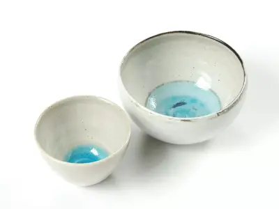 POLYPASTA - Ceramic Bowl white blue 3D model