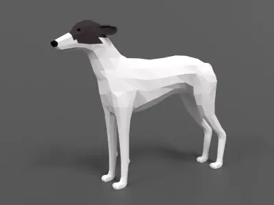 Low Poly Cartoon Greyhound Dog Low-poly 3D model