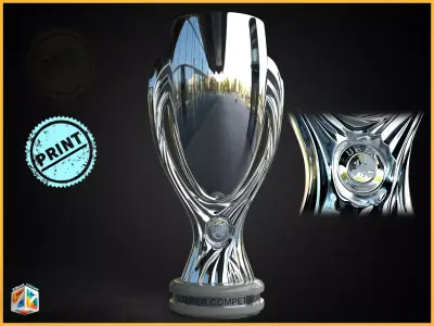 Europian super cup football trophy award 3D print model