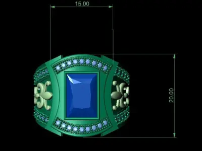 Mens Stone Ring 3D print model