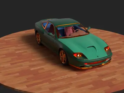 Chinese green  vintage car   3D model