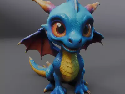 blue baby dragon 3D model