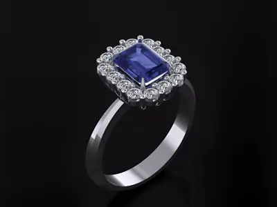 Emerald Ring 3D print model 5