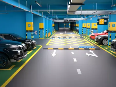 Cinema 4D OCtane shopping mall supermarket underground garage 3D model