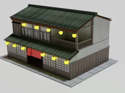 Japanese house Free low-poly 3D model