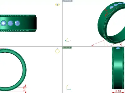 weeding band with millgrains  4 diamond  3D print model