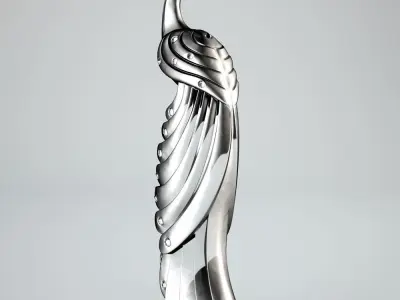 peacock silver statue 3D model