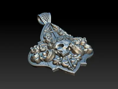  Pendant  cherub  skull 3D model