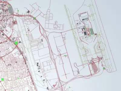 Doha Hamad DOH Airport Roads Buildings and Public Transport 3D model