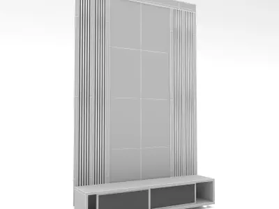 modern tv unit and wall decor Low-poly 3D model