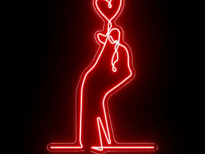 Finger Heart Neon Sign 3D model