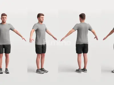 Rigged sport man - sport fitness jogging - 034-1869 3D model
