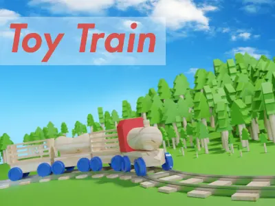 Wooden Toy Train cargo and track 3D model