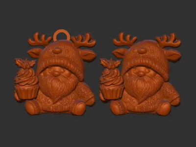 christmas gnome with deer hat 3D print model