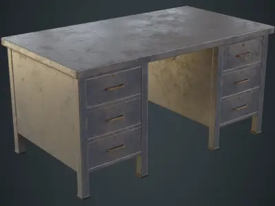 Desk 1C Low-poly 3D model