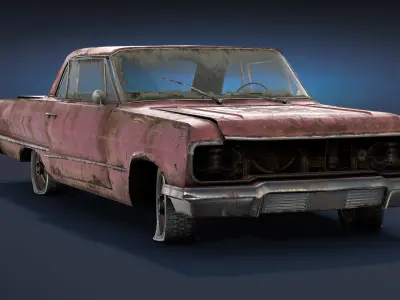 Retro Rusty Car 01 Low-poly 3D model