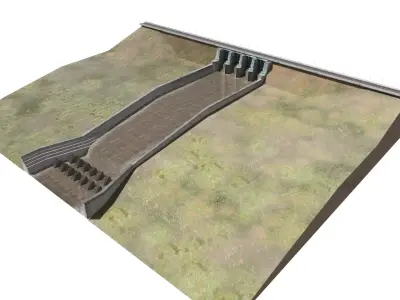 Embankment dam Low-poly 3D model