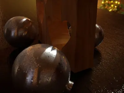 New Year wooden candlesticks lightning 3D model