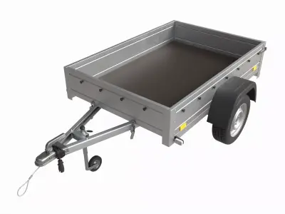 Single axle car trailer with jockey wheel 3D model