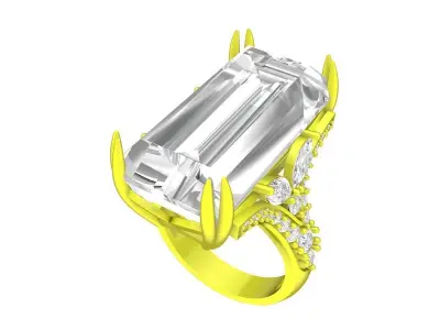 7042 luxury emeral diamond women ring 3D print model