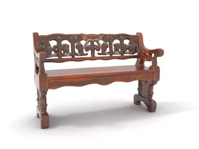 Ornate Wooden Bench model pack Low-poly 3D model