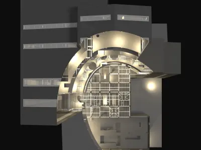 Industrial tower in curvy cutaway section 25i07 3D model