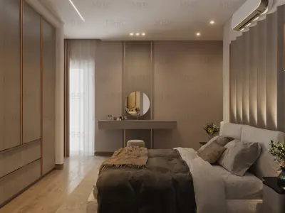 Cozy Master Bedroom with bathroom  interior scene 3D model 03 3D model