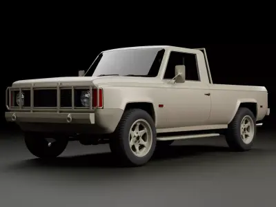 70s 80s Military pickup truck V2 Low-poly 3D model