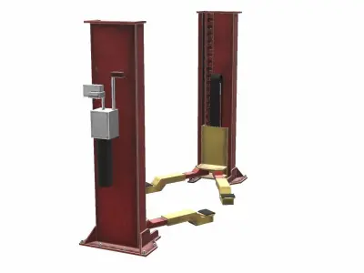 Industrial Hydraulic car lift  Low-poly 3D model