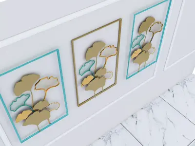 Decorative plants with gold stainless  m12 3D model