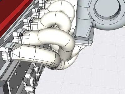 Billet Barra Turbo engine with Sequential gearbox combo 3D print model