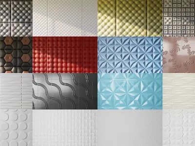 Different wall panels for walls in the interior of 41 models 3D Model Collection