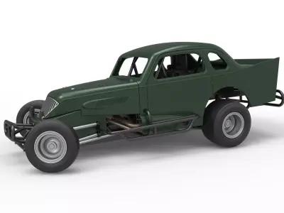 Vintage Dirt Modified stock car while turning Scale 1 to 25 3D print model