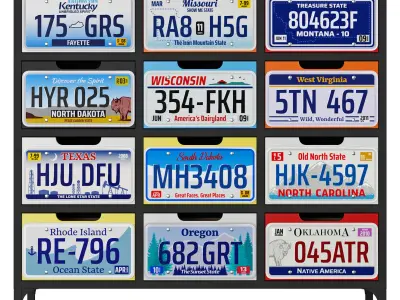 Comod USA licence plate 3D model