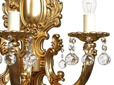 Golden sconce in classic style Decorative Crystal wall lamp 3D model