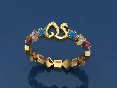 Alphabet Khmer Ring 3D print model