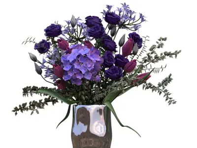 Purple Flower BOUQUET Low-poly 3D model