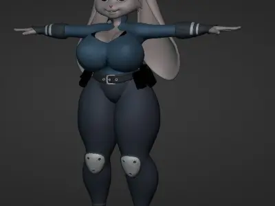 Busty Judy Hopps Low-poly 3D model