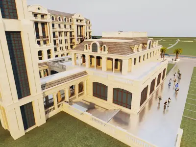 Grand Luxury Palace Hotel Resort  Low-poly 3D model