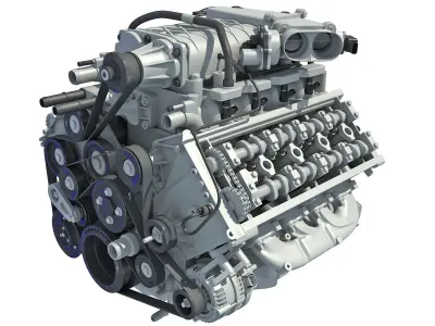 V8 Engine with Inner Parts 3D model