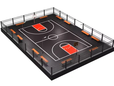 Basketball court A2 Low-poly 3D model