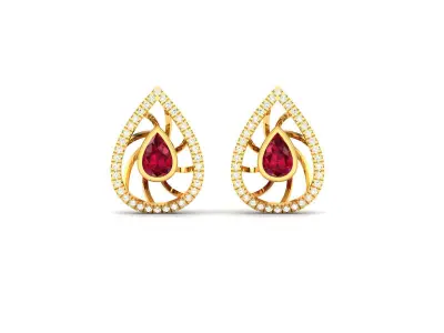 Women Pear Diamond Earrings 3D print model