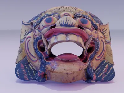 African Mask 04  Low-poly 3D model