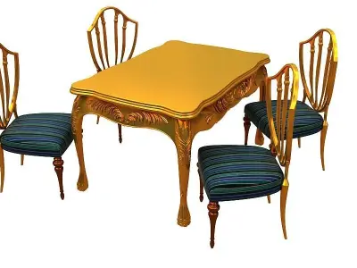 classical Dining set Low-poly 3D model