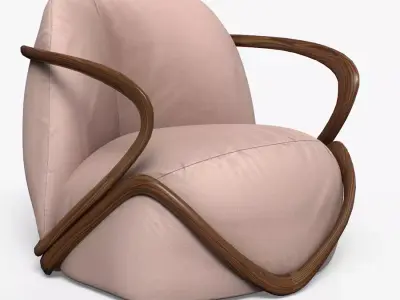 Hug ArmChairs in blue and pink  Low-poly 3D model